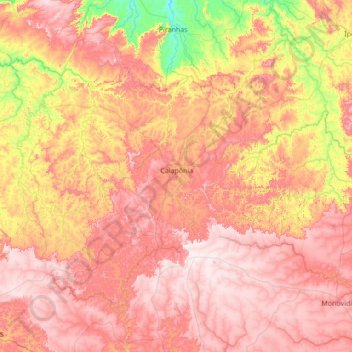 Mapa topográfico Caiapônia, altitude, relevo