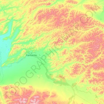Mapa topográfico Fairbanks North Star, altitude, relevo