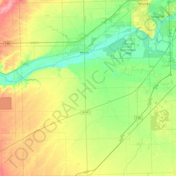 Mapa topográfico Grundy County, altitude, relevo