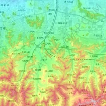 Mapa topográfico 港沟街道, altitude, relevo