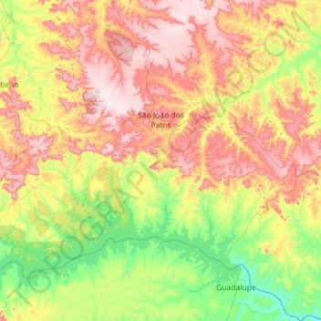Mapa topográfico São João dos Patos, altitude, relevo