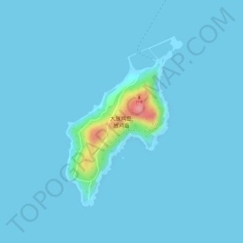 Mapa topográfico 大放鸡岛, altitude, relevo