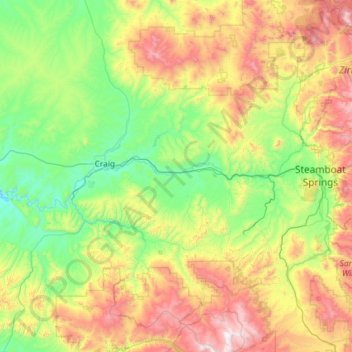 Mapa topográfico Yampa River State Park, altitude, relevo