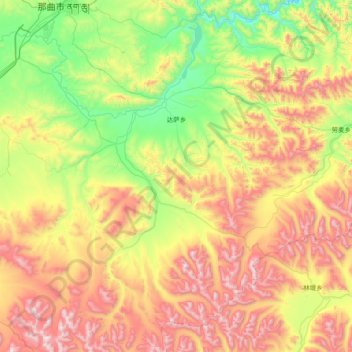 Mapa topográfico Taksar, altitude, relevo