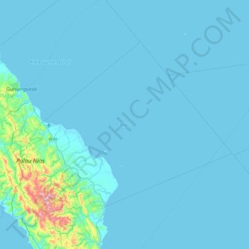 Mapa topográfico Nias, altitude, relevo