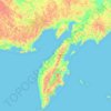 Mapa topográfico Kamchatka Krai, altitude, relevo