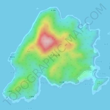 Mapa topográfico 小万山岛, altitude, relevo