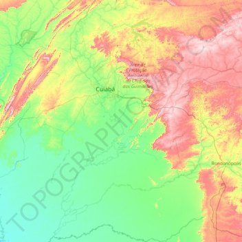 Mapa topográfico Microrregião de Cuiabá, altitude, relevo