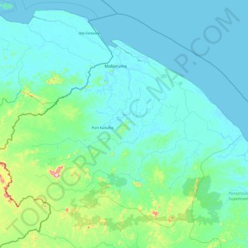 Mapa topográfico Barima-Waini, altitude, relevo