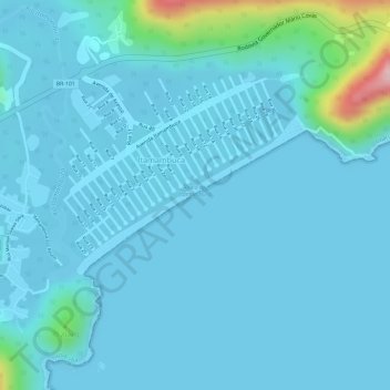 Mapa topográfico Praia de Itamambuca, altitude, relevo