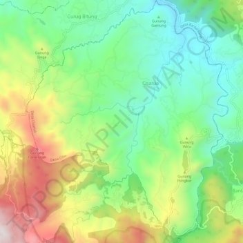 Mapa topográfico Desa Cisarua, altitude, relevo