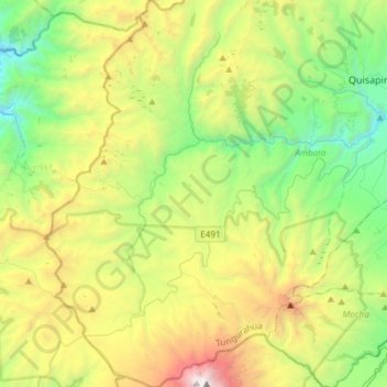 Mapa topográfico Pilahuin, altitude, relevo