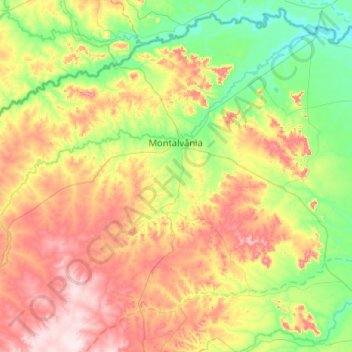 Mapa topográfico Montalvânia, altitude, relevo