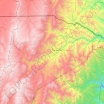 Mapa topográfico Santa Victoria Oeste, altitude, relevo