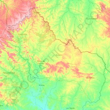 Mapa topográfico Rivera, altitude, relevo