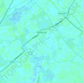 Mapa topográfico Brookland, altitude, relevo