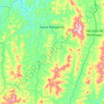 Mapa topográfico Santa Margarida, altitude, relevo