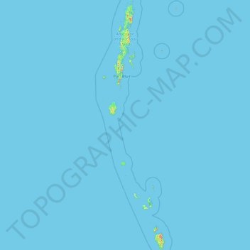 Mapa topográfico Islas Andamán y Nicobar, altitude, relevo