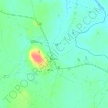 Mapa topográfico Ballon, altitude, relevo