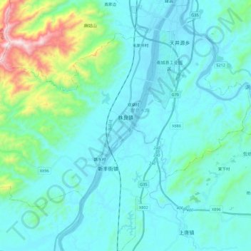 Mapa topográfico 株良镇, altitude, relevo