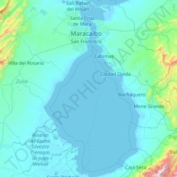 Mapa topográfico Lago de Maracaibo, altitude, relevo