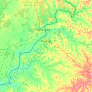 Mapa topográfico São Borja, altitude, relevo