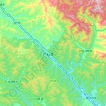 Mapa topográfico 乐里镇, altitude, relevo