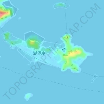 Mapa topográfico 湖泥山岛, altitude, relevo