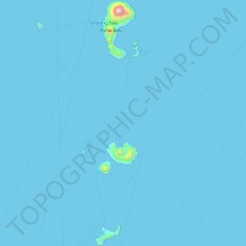 Mapa topográfico Kepulauan Siau Tagulandang Biaro, altitude, relevo