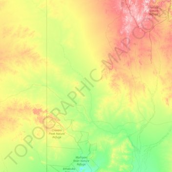Mapa topográfico Boulia Shire, altitude, relevo