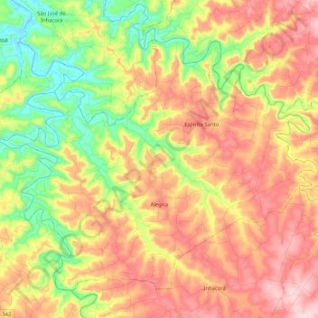 Mapa topográfico Alegria, altitude, relevo