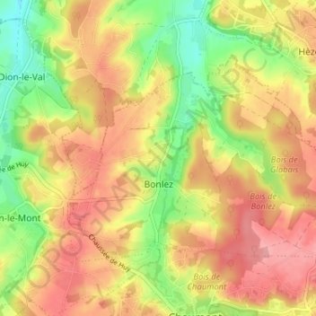 Mapa topográfico Bonlez, altitude, relevo