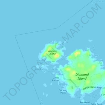 Mapa topográfico Northern Island, altitude, relevo