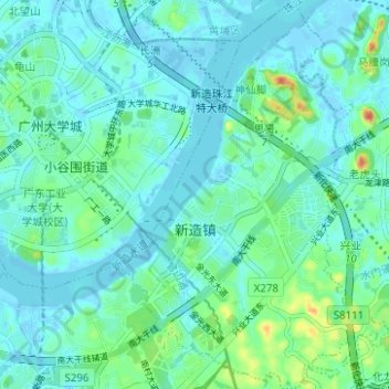 Mapa topográfico 新造镇, altitude, relevo