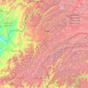 Mapa topográfico Badaquexão, altitude, relevo