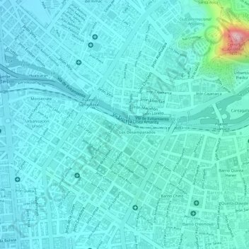 Mapa topográfico Centro Histórico de Lima, altitude, relevo