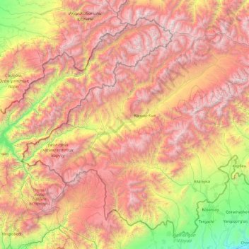 Mapa topográfico Chatkal District, altitude, relevo