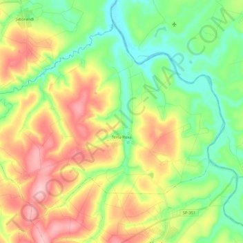 Mapa topográfico Terra Roxa, altitude, relevo