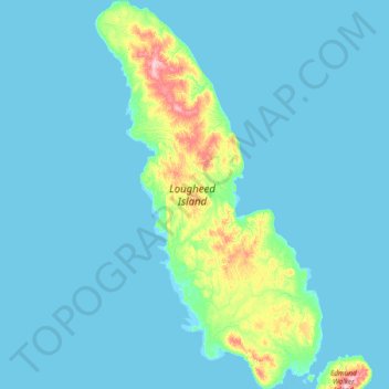 Mapa topográfico Lougheed Island, altitude, relevo