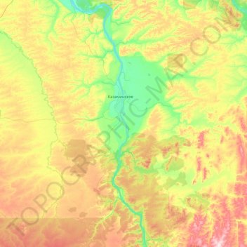Mapa topográfico Kazachinsky Rayon, altitude, relevo