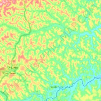 Mapa topográfico Santa Terezinha, altitude, relevo