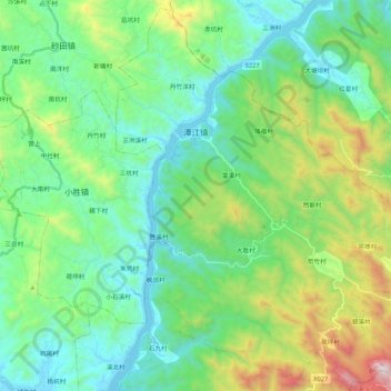 Mapa topográfico 潭江镇, altitude, relevo