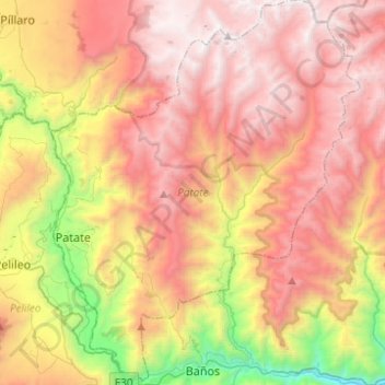Mapa topográfico Patate, altitude, relevo