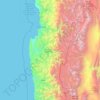 Mapa topográfico Región de Coquimbo, altitude, relevo