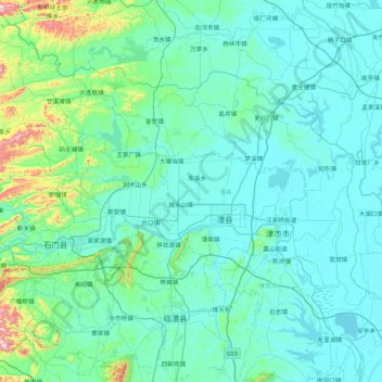 Mapa topográfico 澧县, altitude, relevo