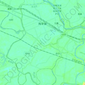 Mapa topográfico 陶辛镇, altitude, relevo