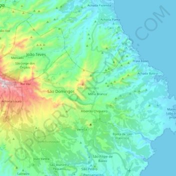 Mapa topográfico São Domingos, altitude, relevo