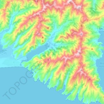 Mapa topográfico Little River, altitude, relevo