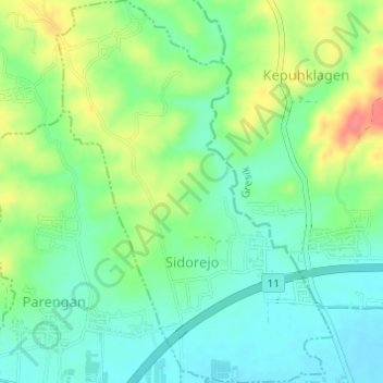 Mapa topográfico Sidorejo, altitude, relevo