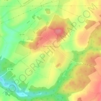 Mapa topográfico Sommancourt, altitude, relevo